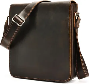 Mens Genuine Leather Messenger Bag Vintage Man Shoulder Crossbody Bags Stachel Purse Working Handbags