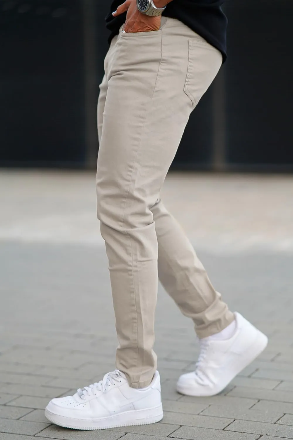 Mens Jeans Skinny Stretch Premium High Rise Colored Jeans Expandable Waist