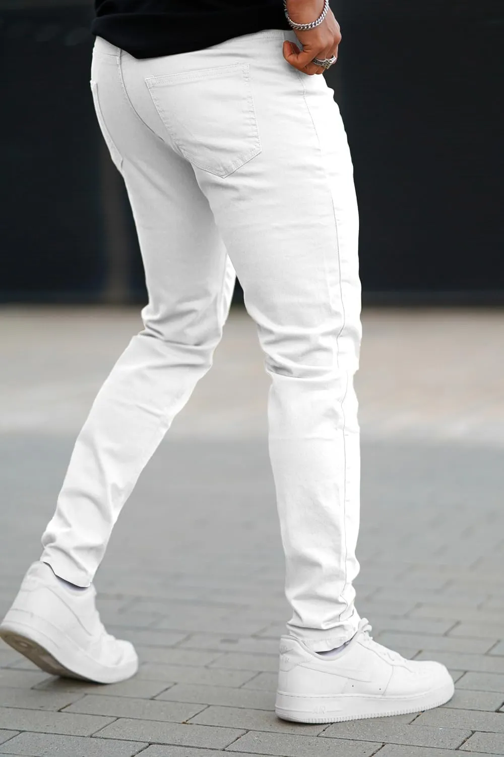 Mens Jeans Skinny Stretch Premium High Rise Colored Jeans Expandable Waist