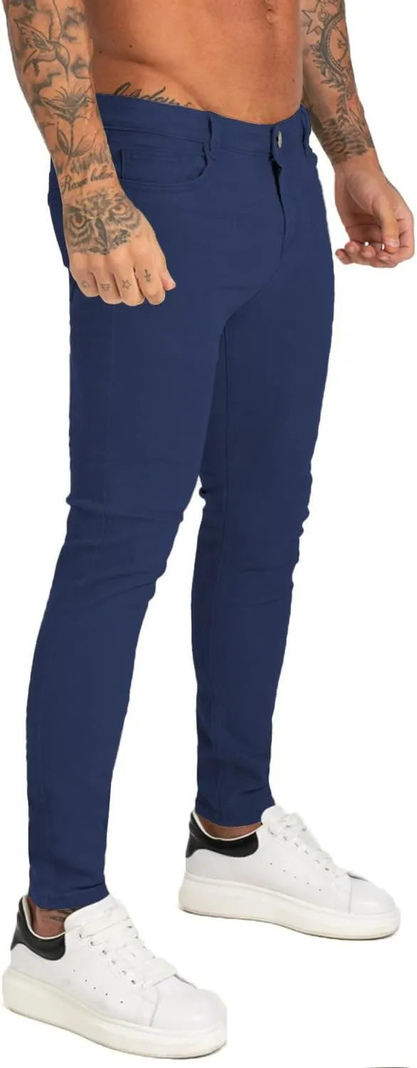 Mens Jeans Skinny Stretch Premium High Rise Colored Jeans Expandable Waist