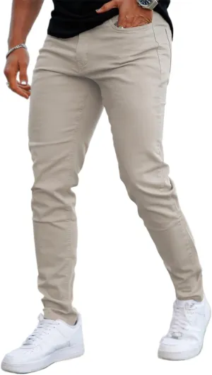 Mens Jeans Skinny Stretch Premium High Rise Colored Jeans Expandable Waist