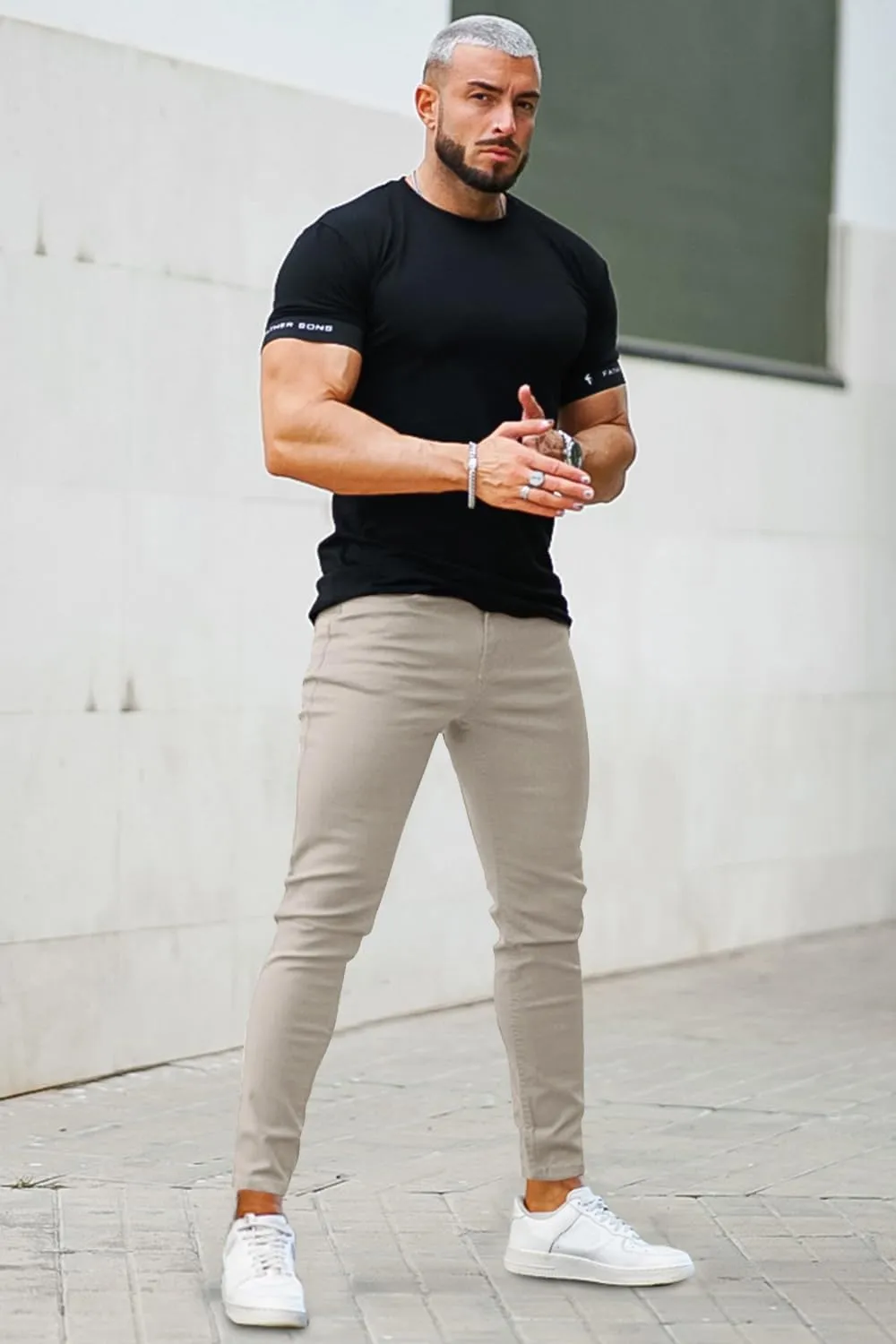 Mens Jeans Skinny Stretch Premium High Rise Colored Jeans Expandable Waist
