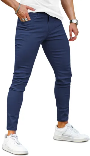 Mens Jeans Skinny Stretch Premium High Rise Colored Jeans Expandable Waist
