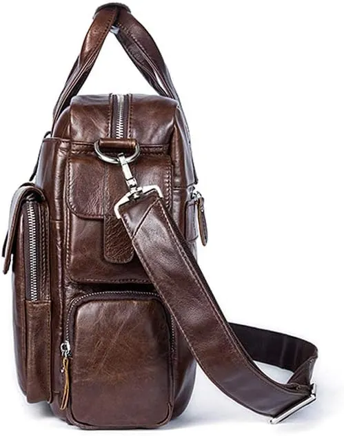Men's Large Handmade Vintage Leather Briefcase Messenger Shoulder Bag