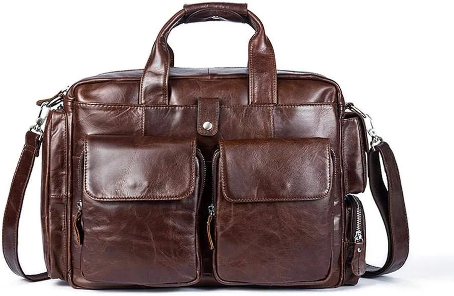 Men's Large Handmade Vintage Leather Briefcase Messenger Shoulder Bag