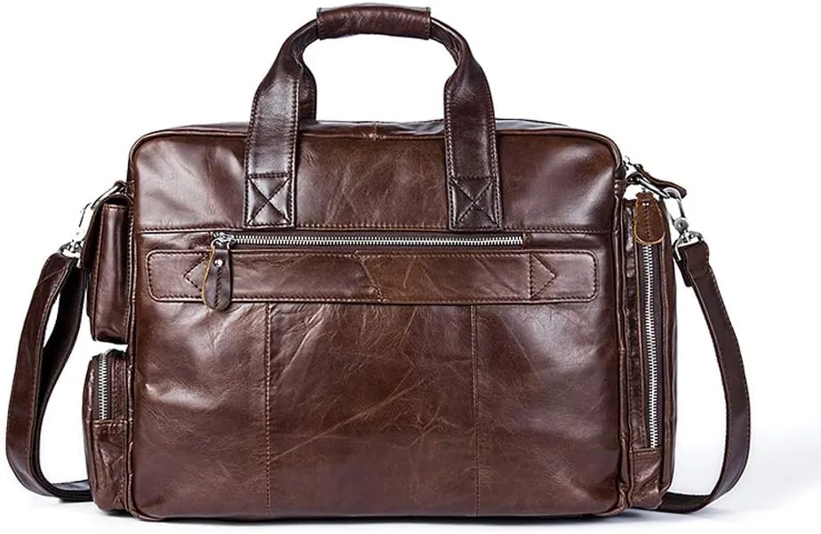 Men's Large Handmade Vintage Leather Briefcase Messenger Shoulder Bag