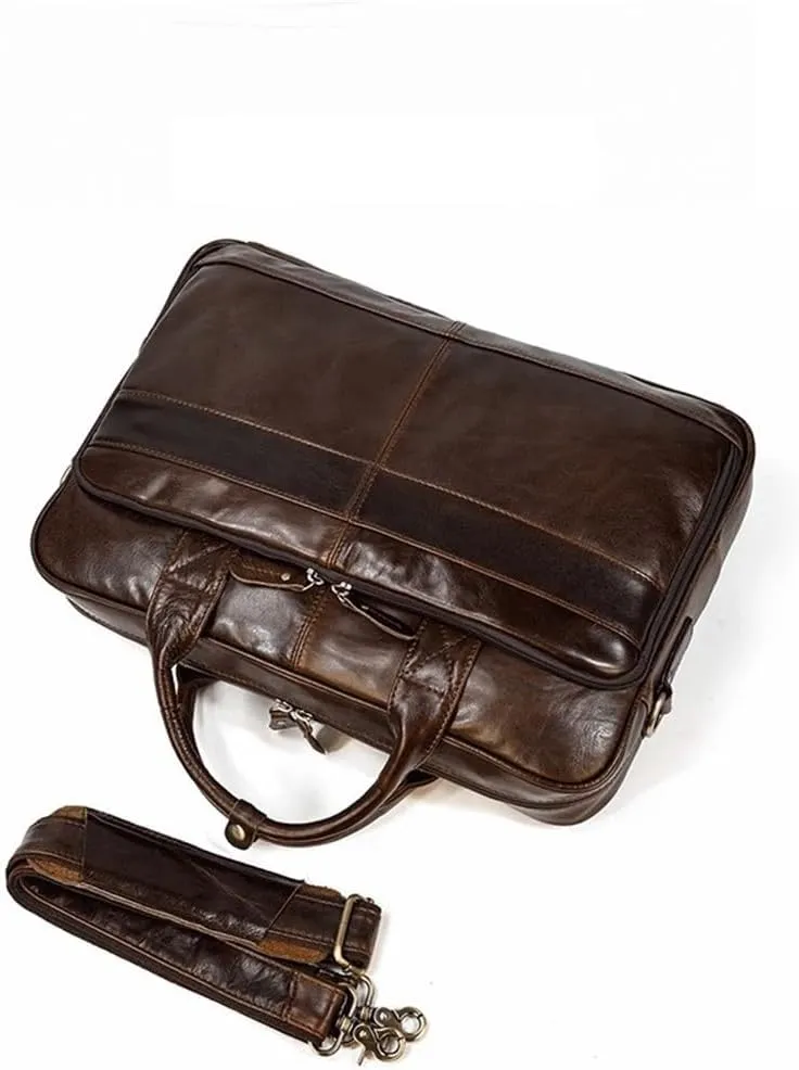 Mens Leather Messenger Bag Laptop Briefcase Business Satchel Computer Work Commute Travel College Shoulder Bag
