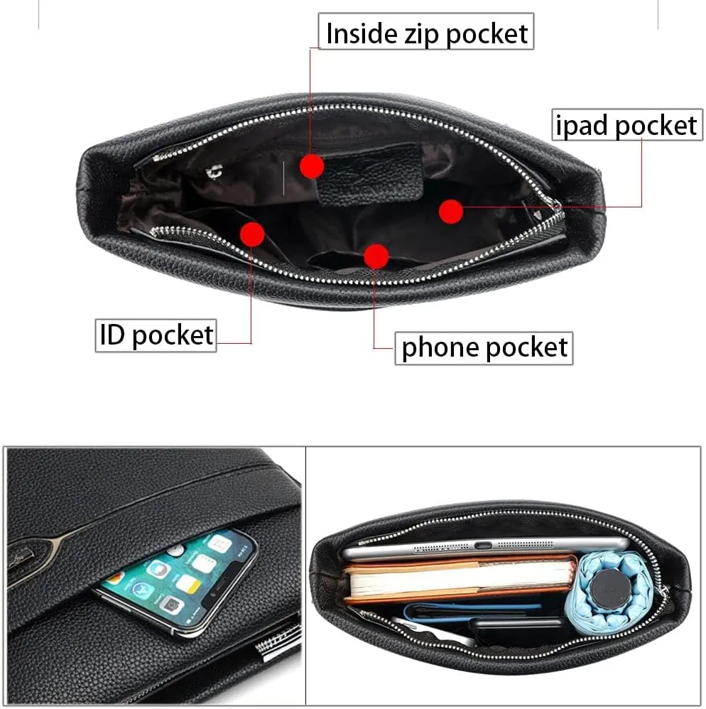 Men's Leather Shoulder Bag, Men Purse Messenger Bag Business Shoulder Bag Crossbody Briefcase