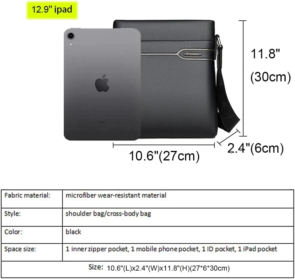 Men's Leather Shoulder Bag, Men Purse Messenger Bag Business Shoulder Bag Crossbody Briefcase