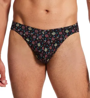 Men's Menorca Abstract Floral Comfort Micro Brief, 402845, Black, M