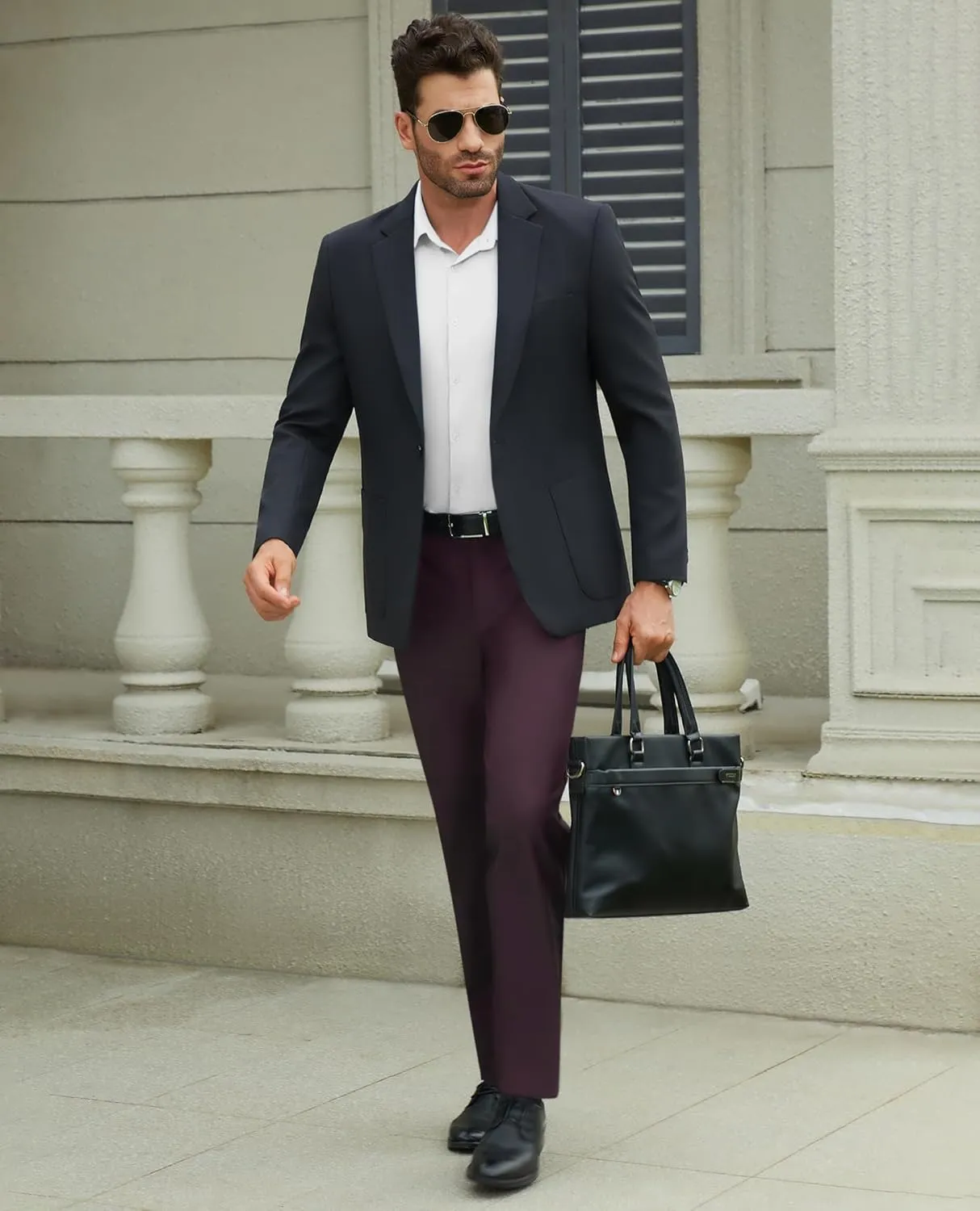 Mens Stretch Dress Pants Wrinkle Free Mens Slim Fit Dress Pants Expandable Waist Suit Pants Golf Pants Men