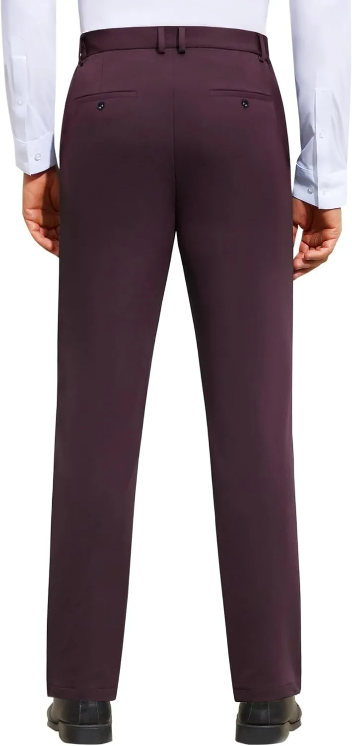Mens Stretch Dress Pants Wrinkle Free Mens Slim Fit Dress Pants Expandable Waist Suit Pants Golf Pants Men