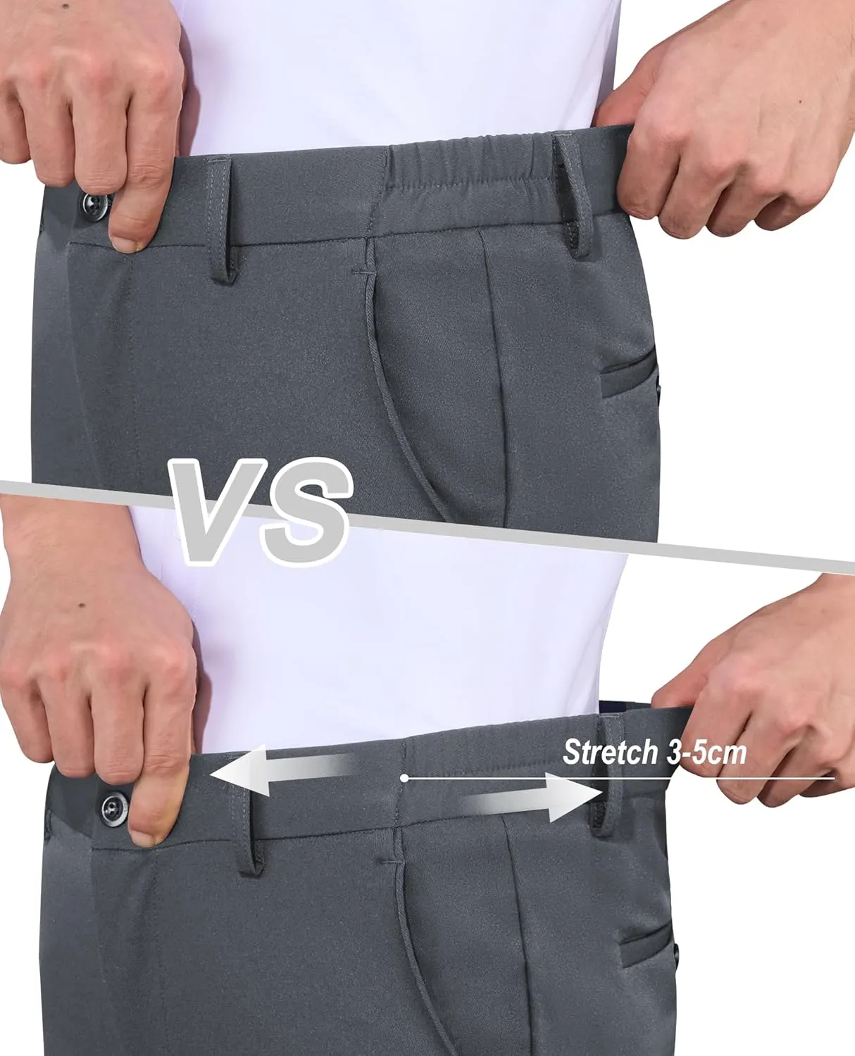 Mens Stretch Dress Pants Wrinkle Free Mens Slim Fit Dress Pants Expandable Waist Suit Pants Golf Pants Men
