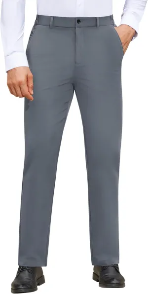 Mens Stretch Dress Pants Wrinkle Free Mens Slim Fit Dress Pants Expandable Waist Suit Pants Golf Pants Men