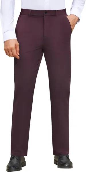 Mens Stretch Dress Pants Wrinkle Free Mens Slim Fit Dress Pants Expandable Waist Suit Pants Golf Pants Men