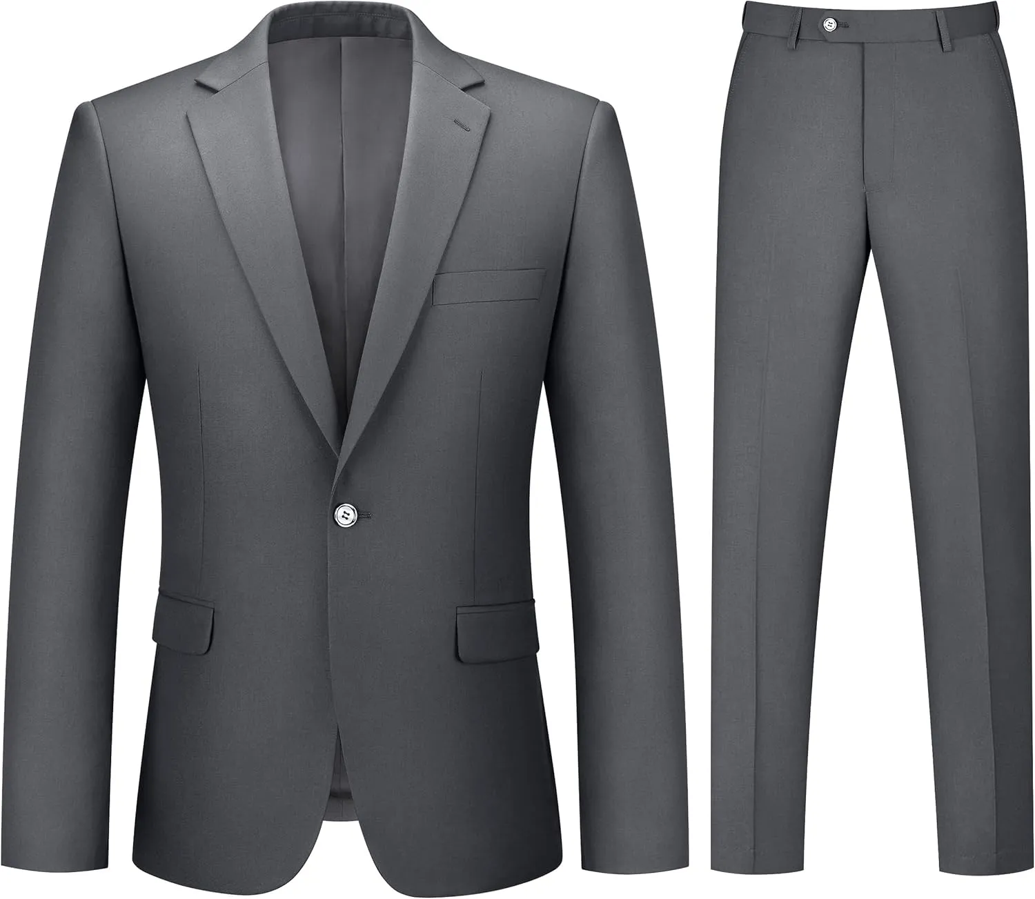 Mens Suit 2 Piece Suits for Men One Button Slim Fit Solid Jacket & Pants Tuxedo Set Business Wedding Party