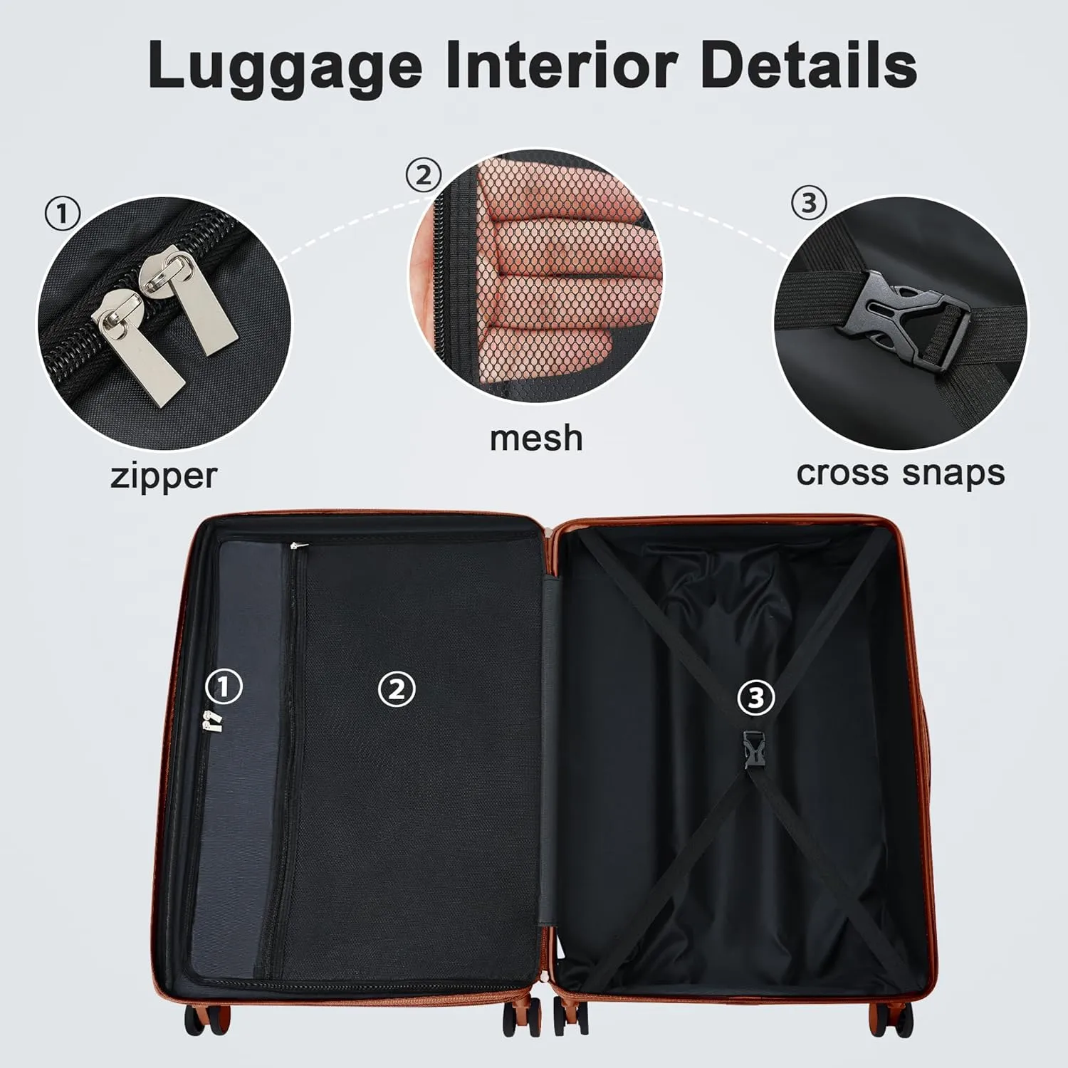 Merax Luggage Sets 3 Piece Hardside Expandable Durable Lightweight Carry On Travel Suitcase with TSA Lock Spinner Wheels,20/24/28IN Brown Beige