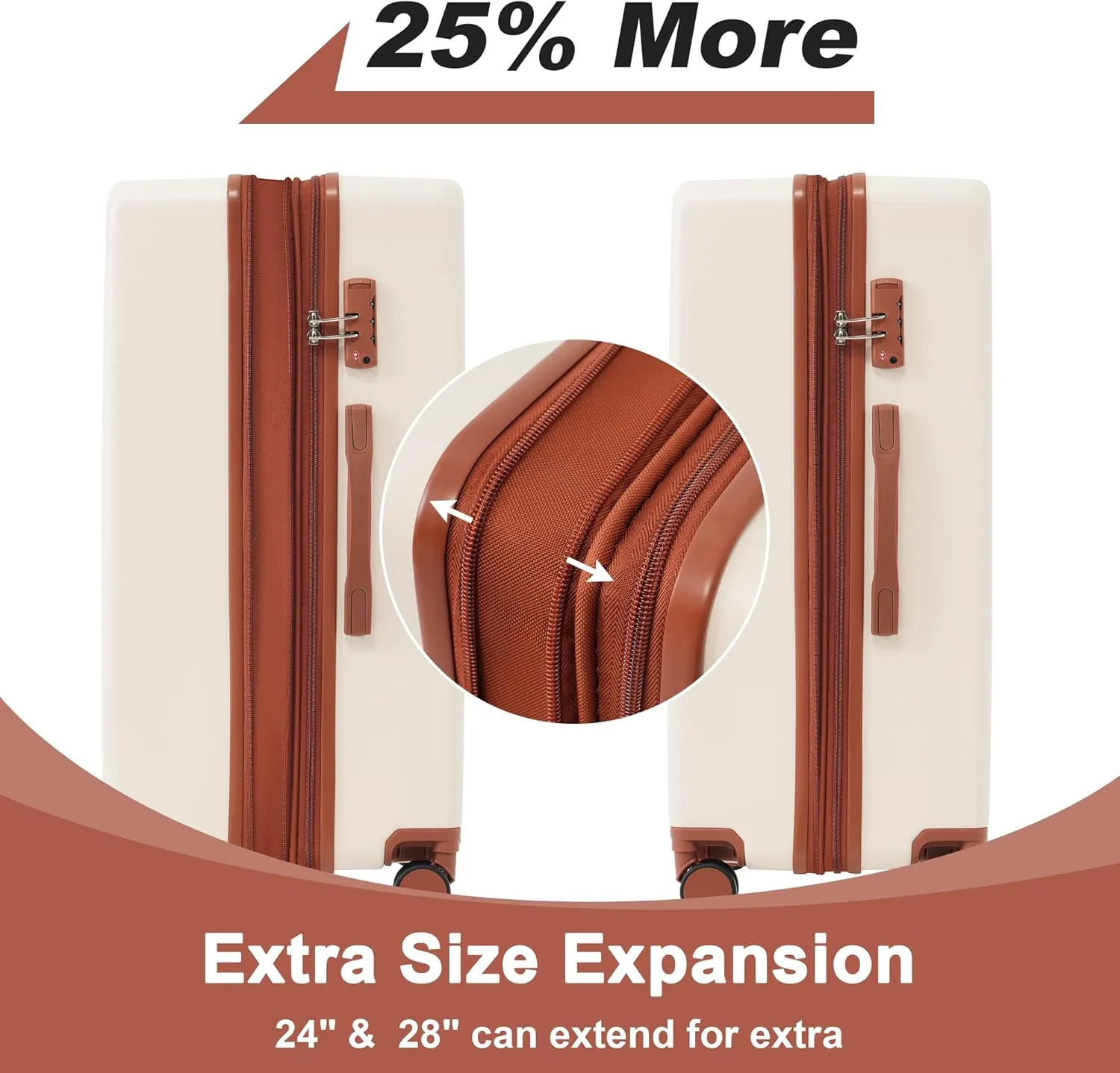 Merax Luggage Sets 3 Piece Hardside Expandable Durable Lightweight Carry On Travel Suitcase with TSA Lock Spinner Wheels,20/24/28IN Brown Beige