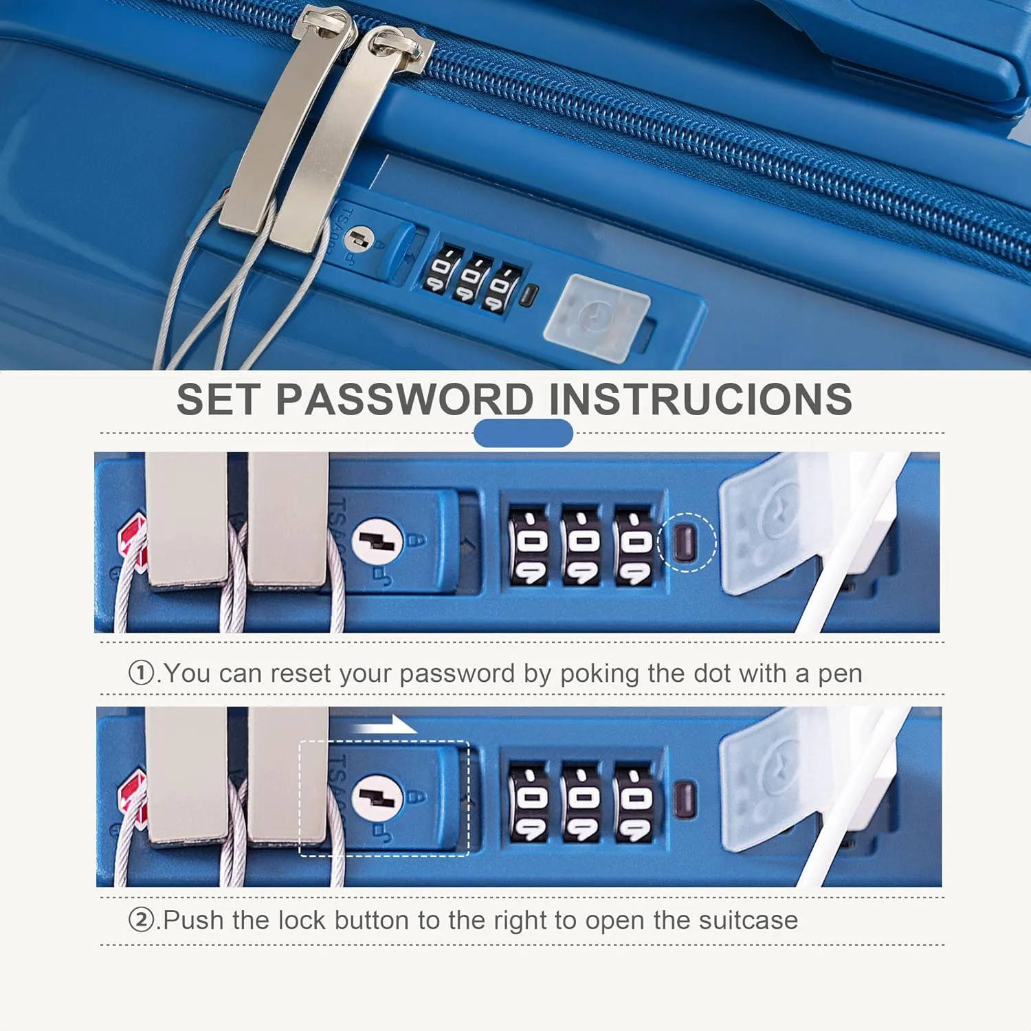 Merax Set of 3, ABS Hardside Luggage Sets TSA Lock Spinner Wheel Suitcase, Blue and Navy, 20/24/28 Inch