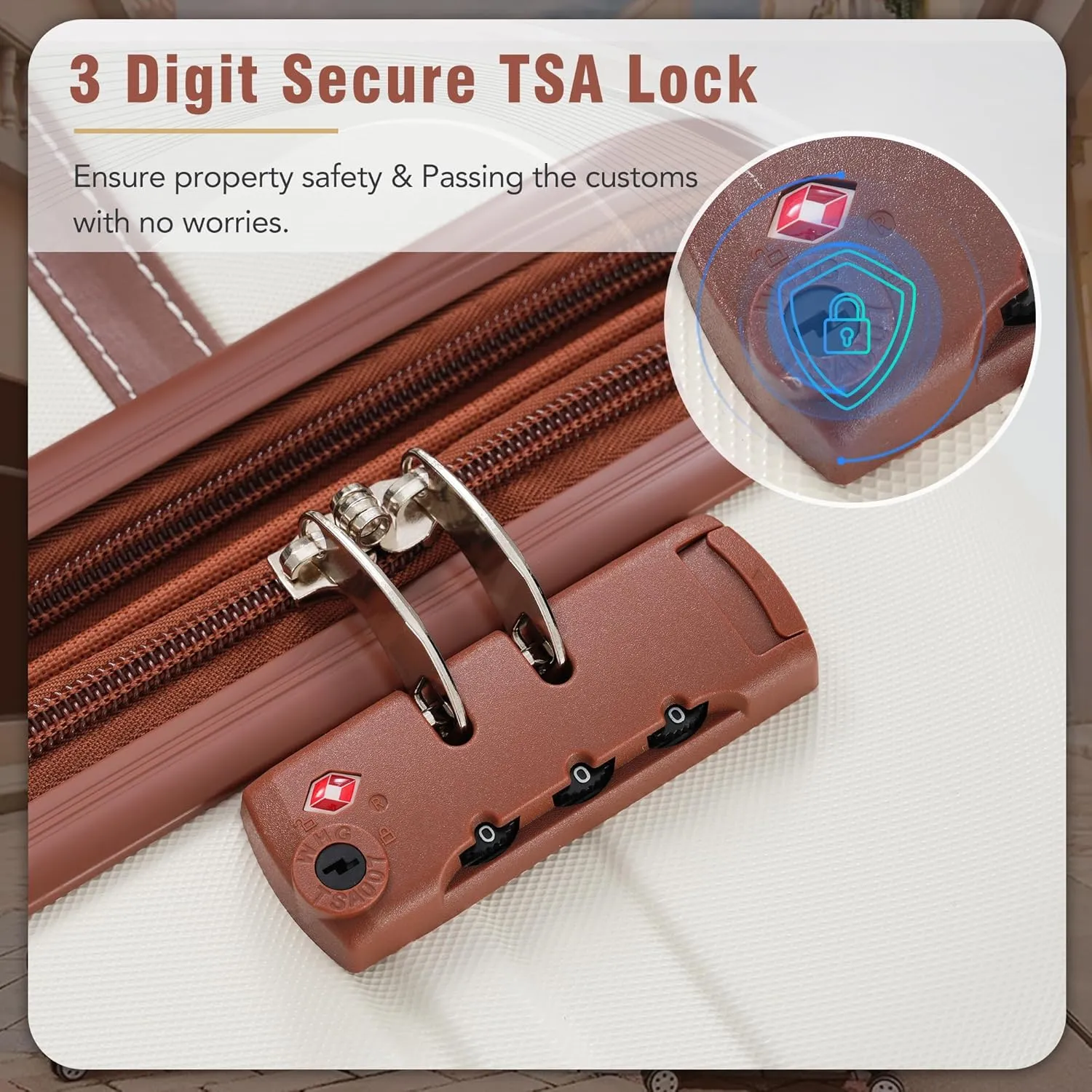 Merax Suitcases Spinner Wheels Hardshell Luggage TSA Lock, White, 4-Piece Set