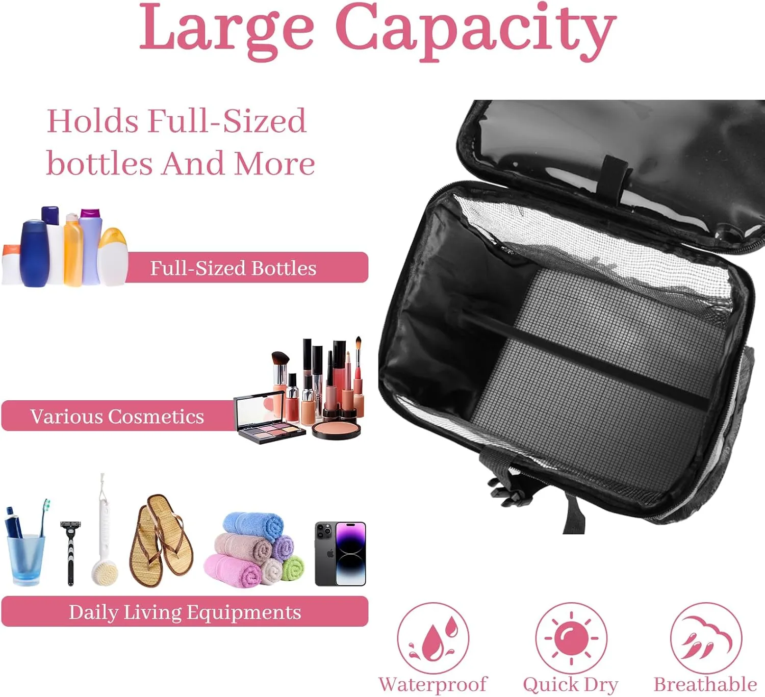 Mesh Shower Caddy Portable Beach Bag College Dorm Room Essentials Tote Bag For Bathroom, Gym, Travel, Camping Quick Dry Hanging Shower Organizer Basket Toiletry Bags, Pink