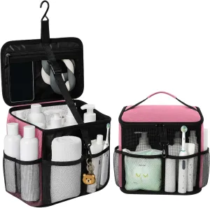Mesh Shower Caddy Portable Beach Bag College Dorm Room Essentials Tote Bag For Bathroom, Gym, Travel, Camping Quick Dry Hanging Shower Organizer Basket Toiletry Bags, Pink