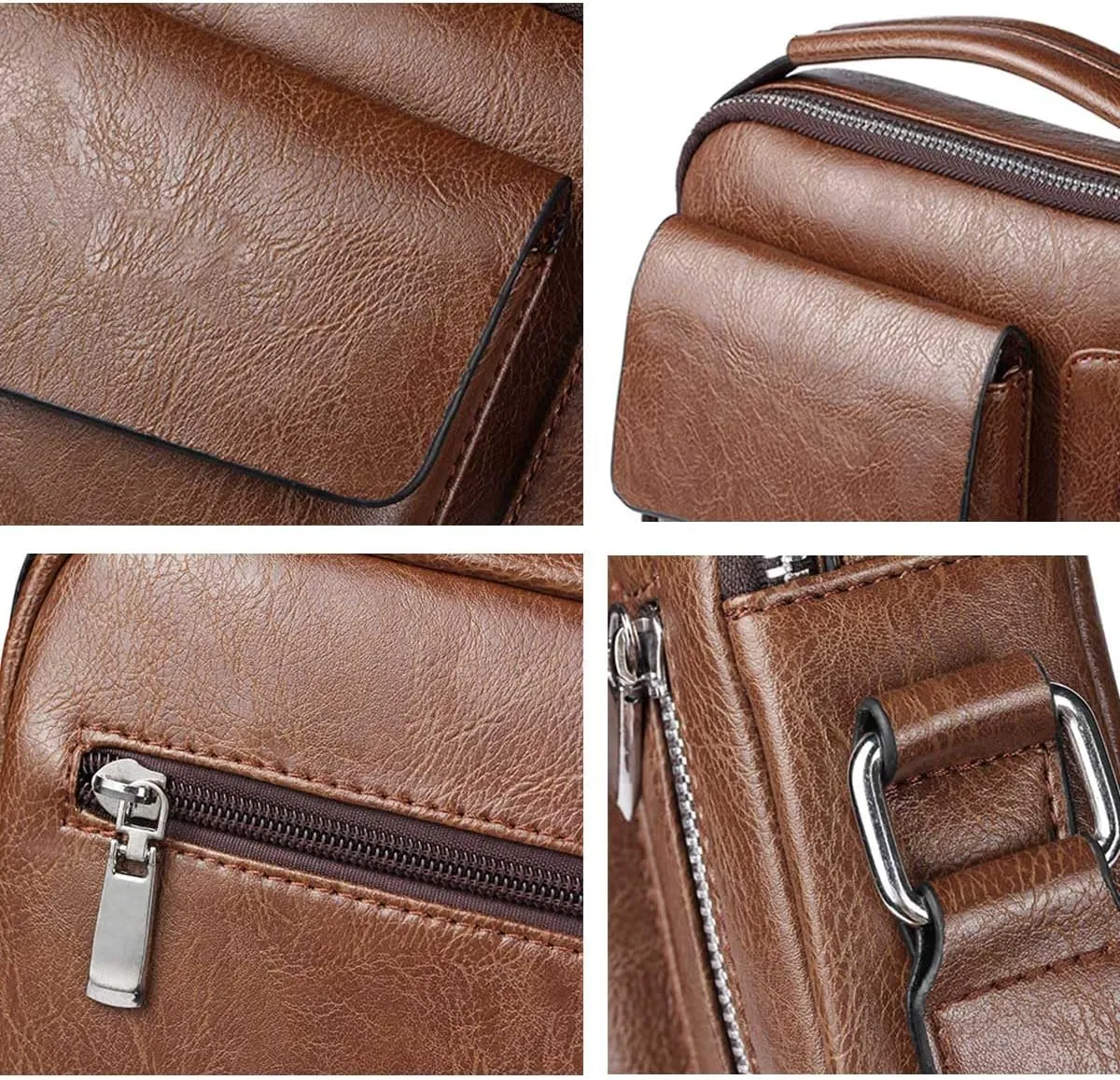 Messenger Bag for Men Crossbody Shoulder Purse Small Vintage PU Leather Satchel Pouch Side Crossover Handbag