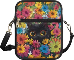 Messenger Bag for Women Men Leather Crossbody Bag Messenger Bag Purse with Adjustable Strap Travel Sling Bag