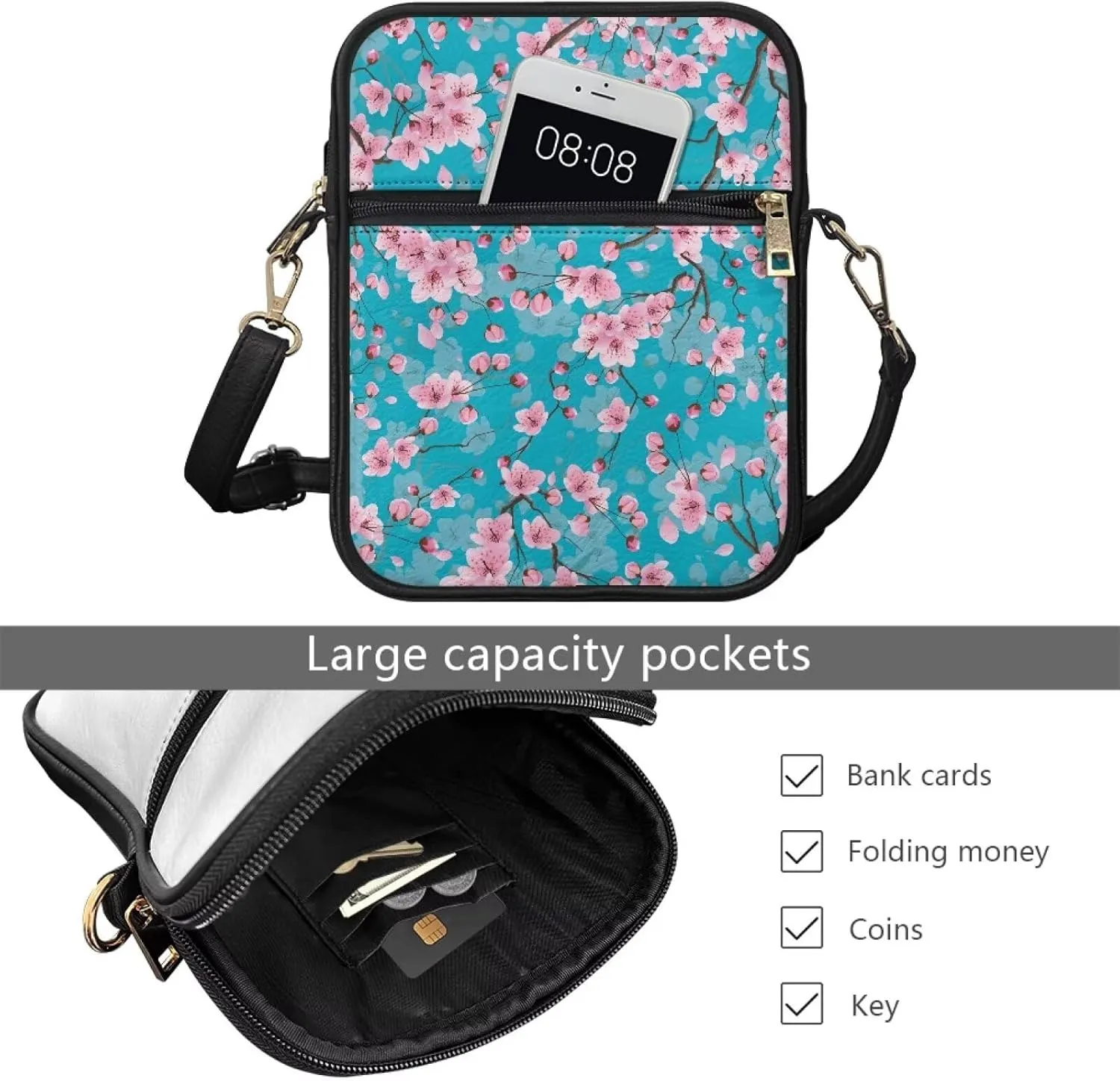Messenger Bag for Women Men Leather Crossbody Bag Messenger Bag Purse with Adjustable Strap Travel Sling Bag