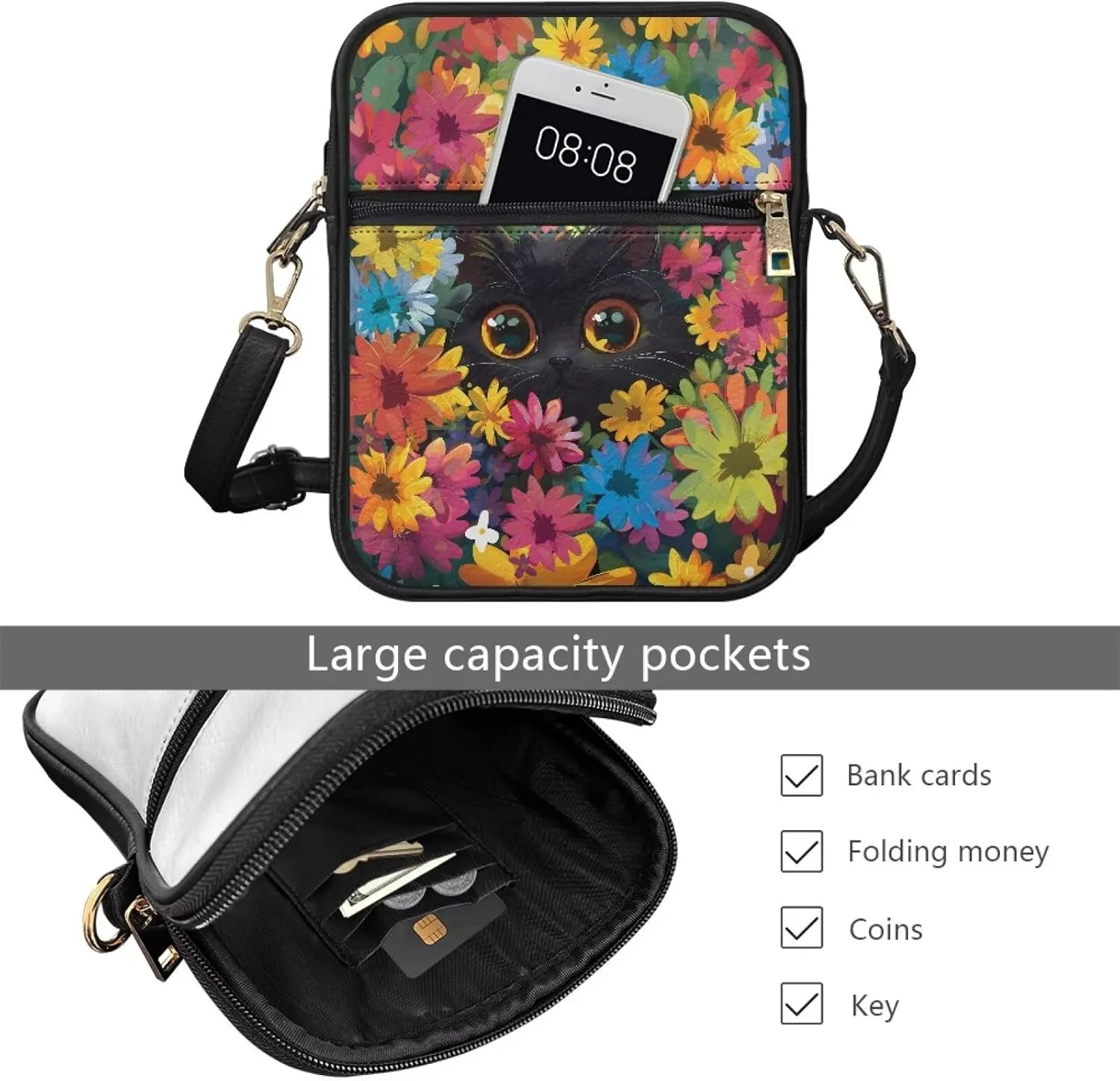 Messenger Bag for Women Men Leather Crossbody Bag Messenger Bag Purse with Adjustable Strap Travel Sling Bag