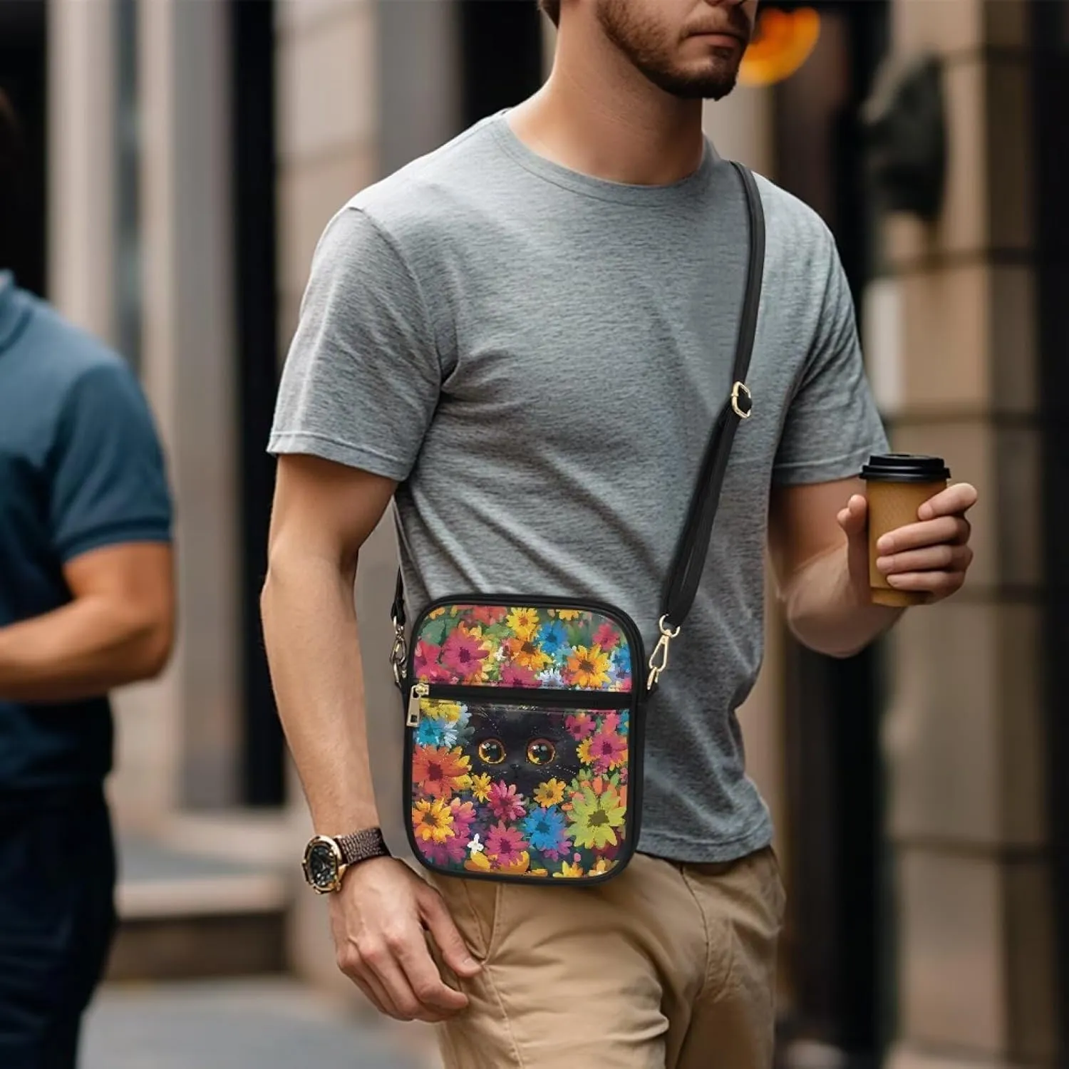 Messenger Bag for Women Men Leather Crossbody Bag Messenger Bag Purse with Adjustable Strap Travel Sling Bag
