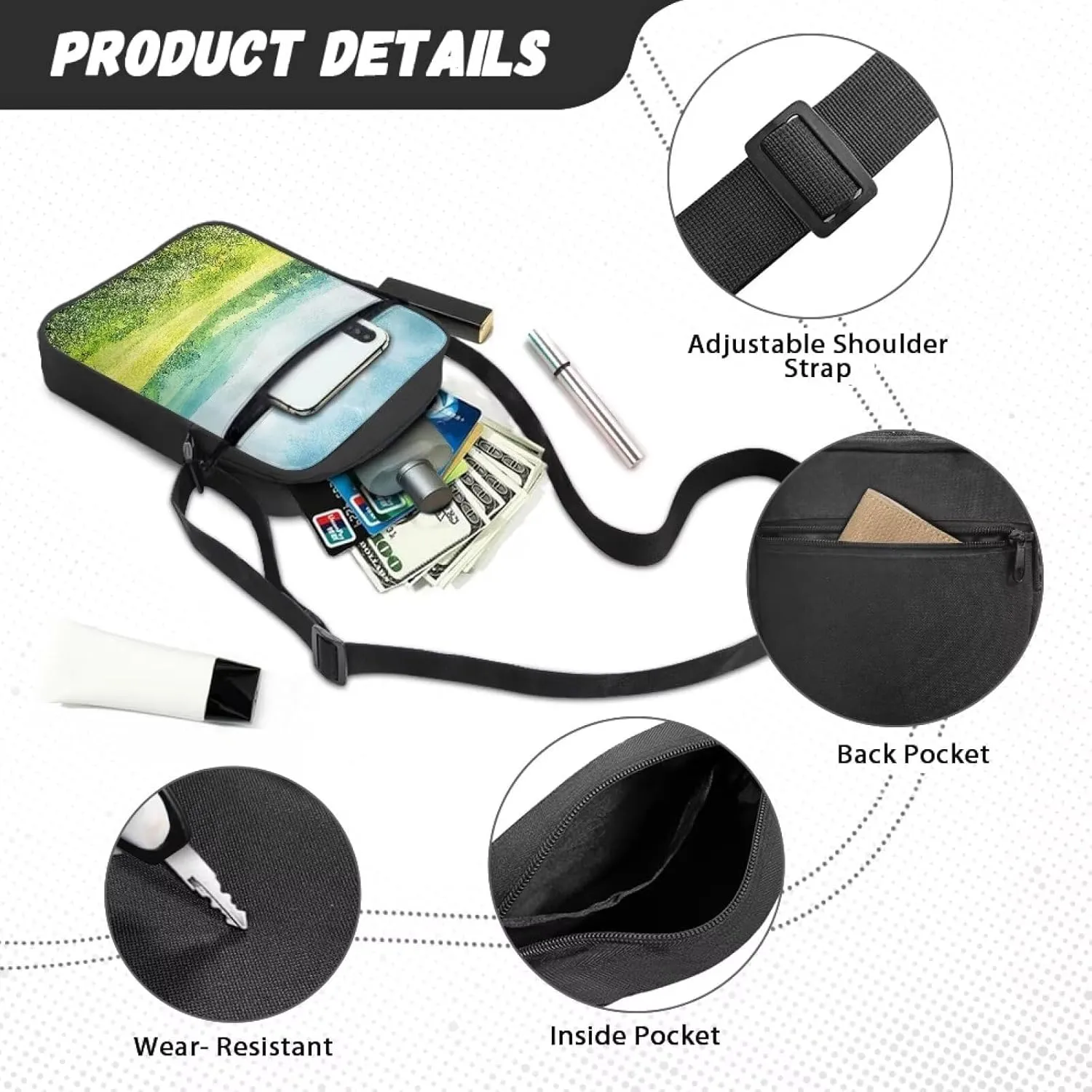 Messenger Bag for Women Small Crossbody Bag Purse with Adjustable Strap Cell Phone Bag