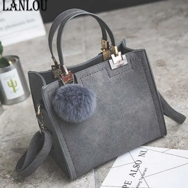 messenger High-grade women shoulder bag women Sophisticated luxury Scrub bag Hairball On-time delivery designer LANLOU leather handbag women bags handbags bag