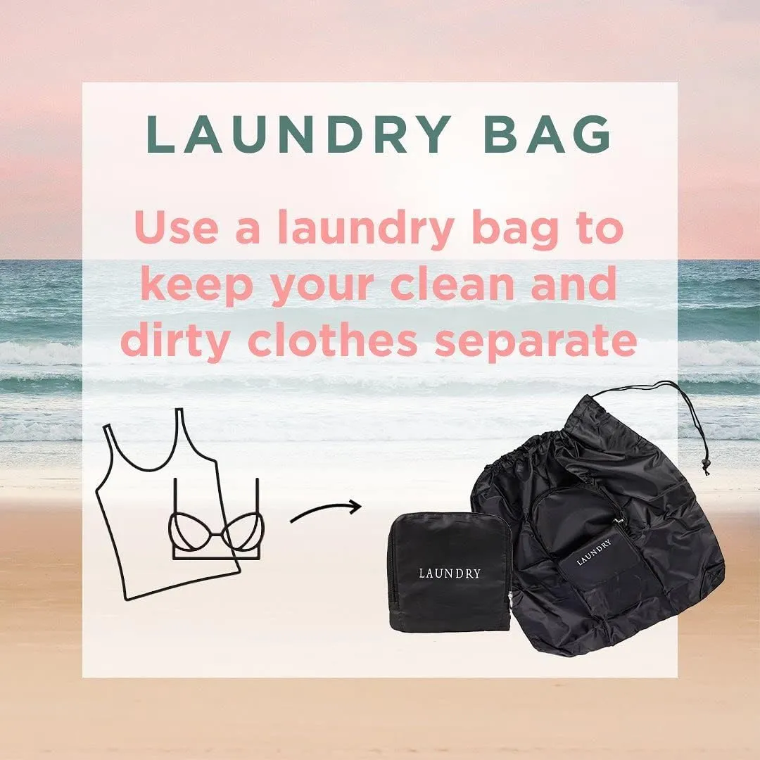 Miamica Soft Travel Laundry Bag with Zipper & Drawstring, 21” x 22” – Keep Your Dirty Clothes Separate & Organized