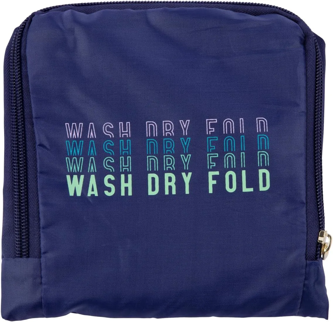 Miamica Wash, Dry, Fold, Repeat Laundry Bag, Navy/Multi, 21" x 22"