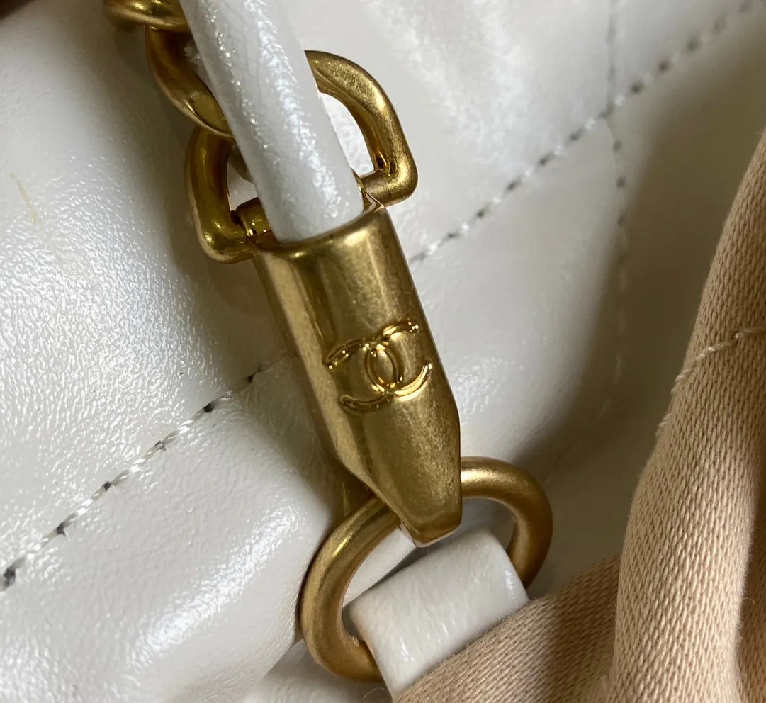 MINI 20CM HOBO Best-selling deal Reliable WHITE CHANEL LAMBSKIN GHW