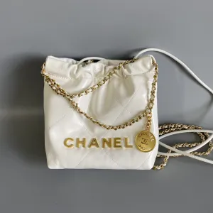 MINI 20CM HOBO Best-selling deal Reliable WHITE CHANEL LAMBSKIN GHW