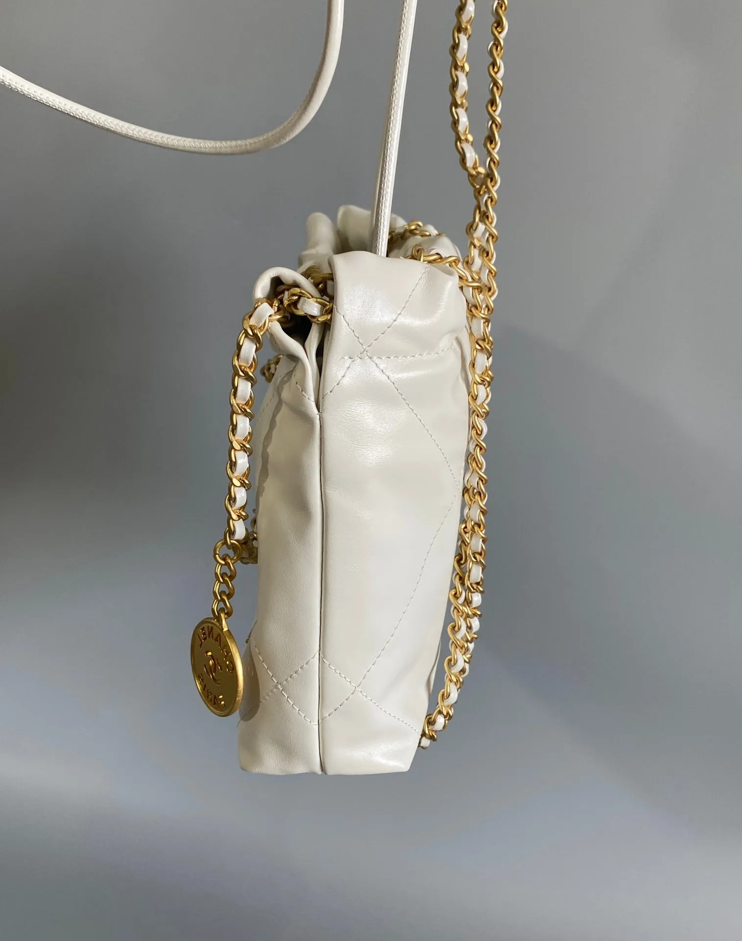 MINI 20CM HOBO Best-selling deal Reliable WHITE CHANEL LAMBSKIN GHW