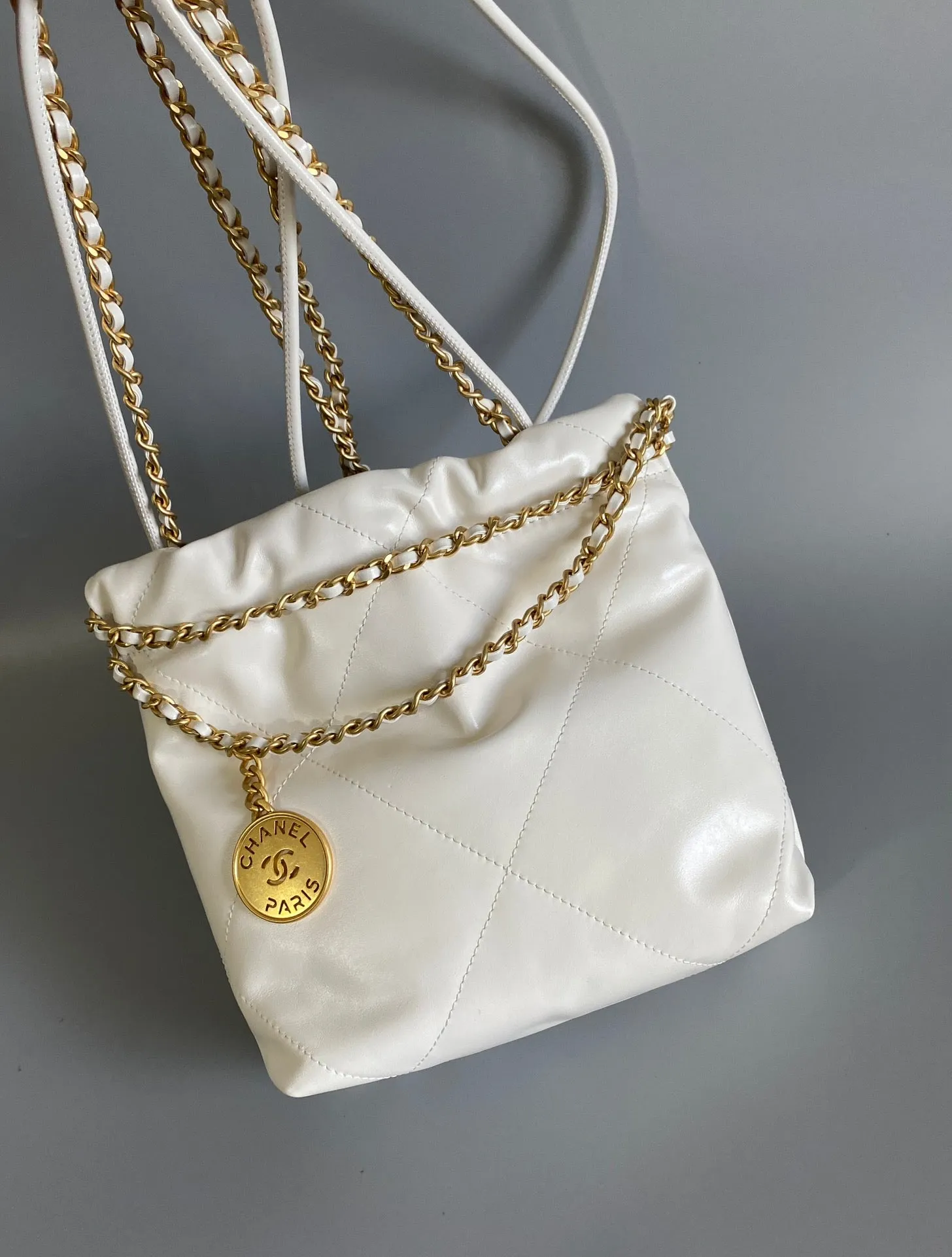 MINI 20CM HOBO Best-selling deal Reliable WHITE CHANEL LAMBSKIN GHW
