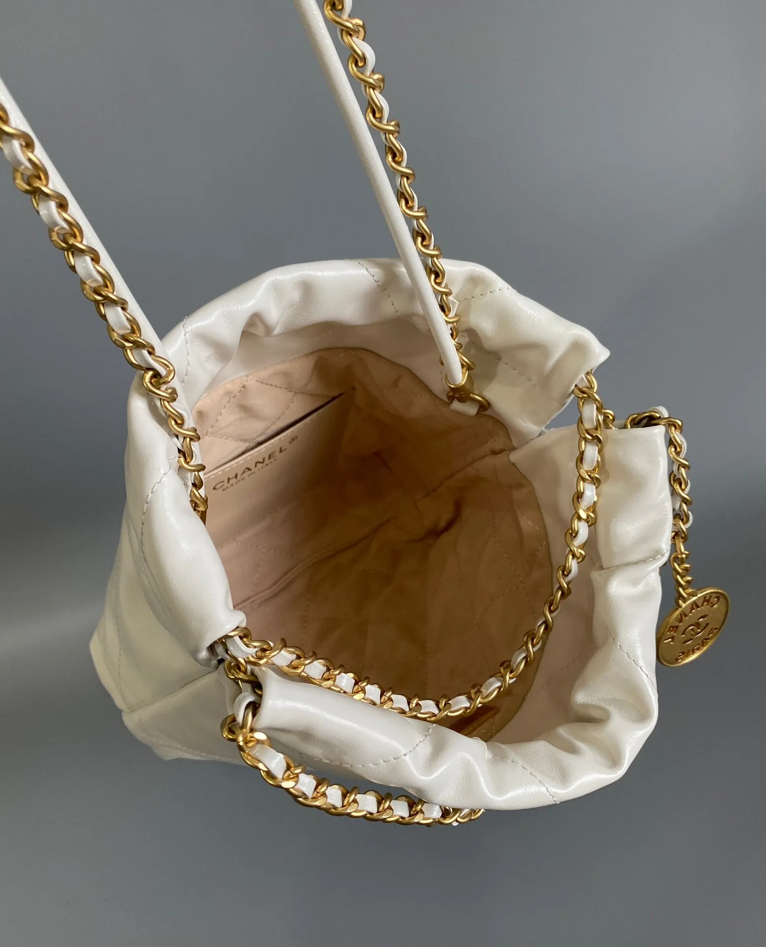 MINI 20CM HOBO Best-selling deal Reliable WHITE CHANEL LAMBSKIN GHW