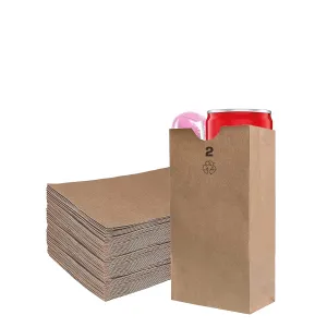 Mini Brown Kraft Paper Bag (2 lb) Small - Paper Lunch Bags, Small Snacks, Gift Bags, Grocery, Merchandise, Party Bags (4 5/16" x 2 7/16" x 7 7/8") (2 Pound Capacity) by EcoQuality (500)