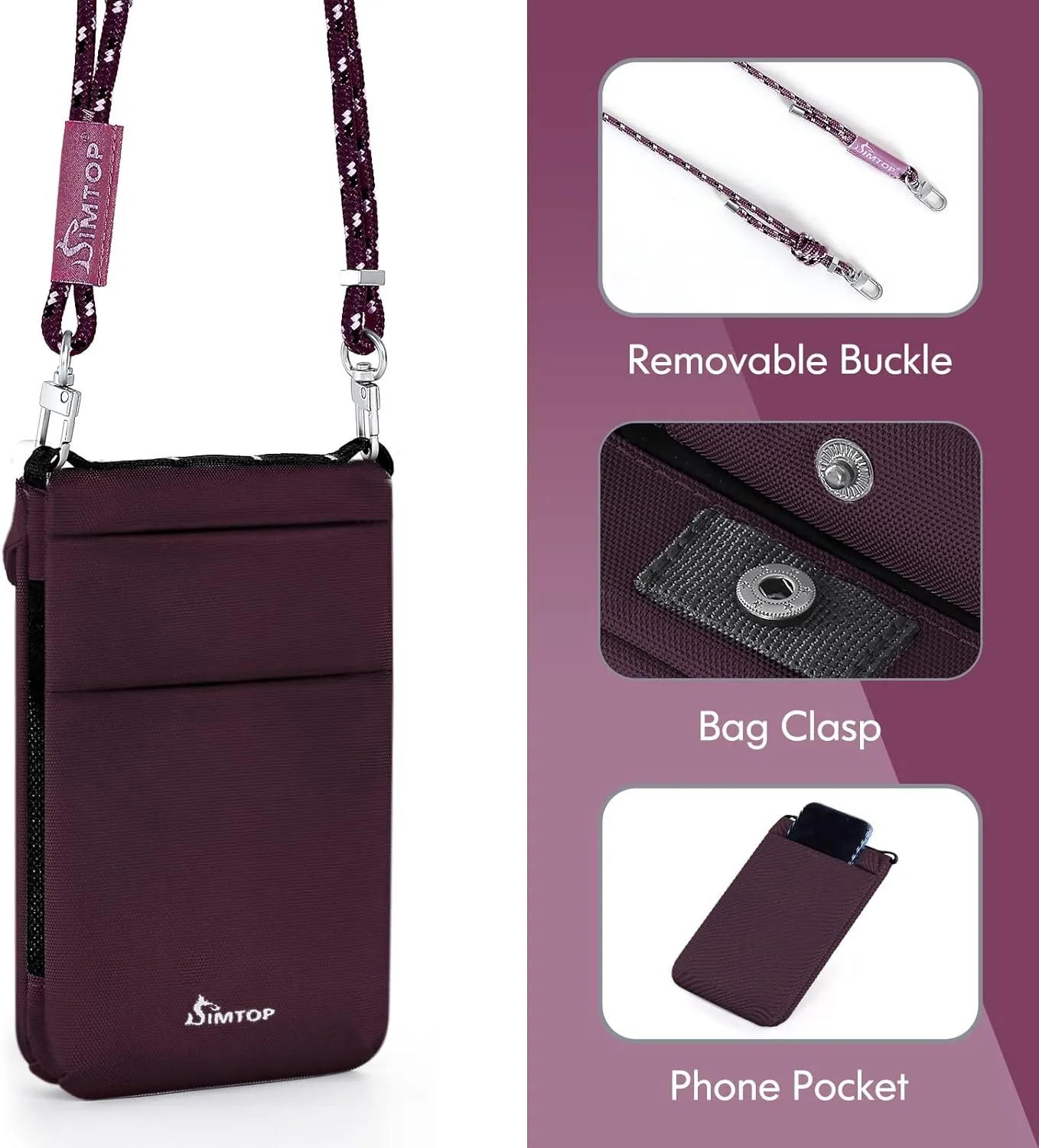 Mini Phone Purse Bag - Nylon Wallet & Crossbody Bags for Women with Adjustable Strap, Credit Card Slot, RFID & Waterproof