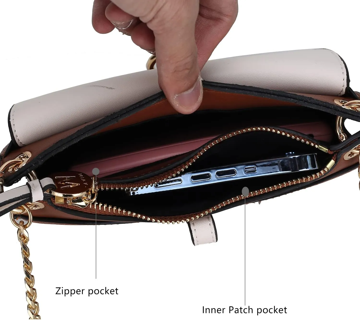 MKF Collection Crossbody Bag for Women, Vegan Leather Shoulder Bag Chain Strap Handbag Purse By Mia K