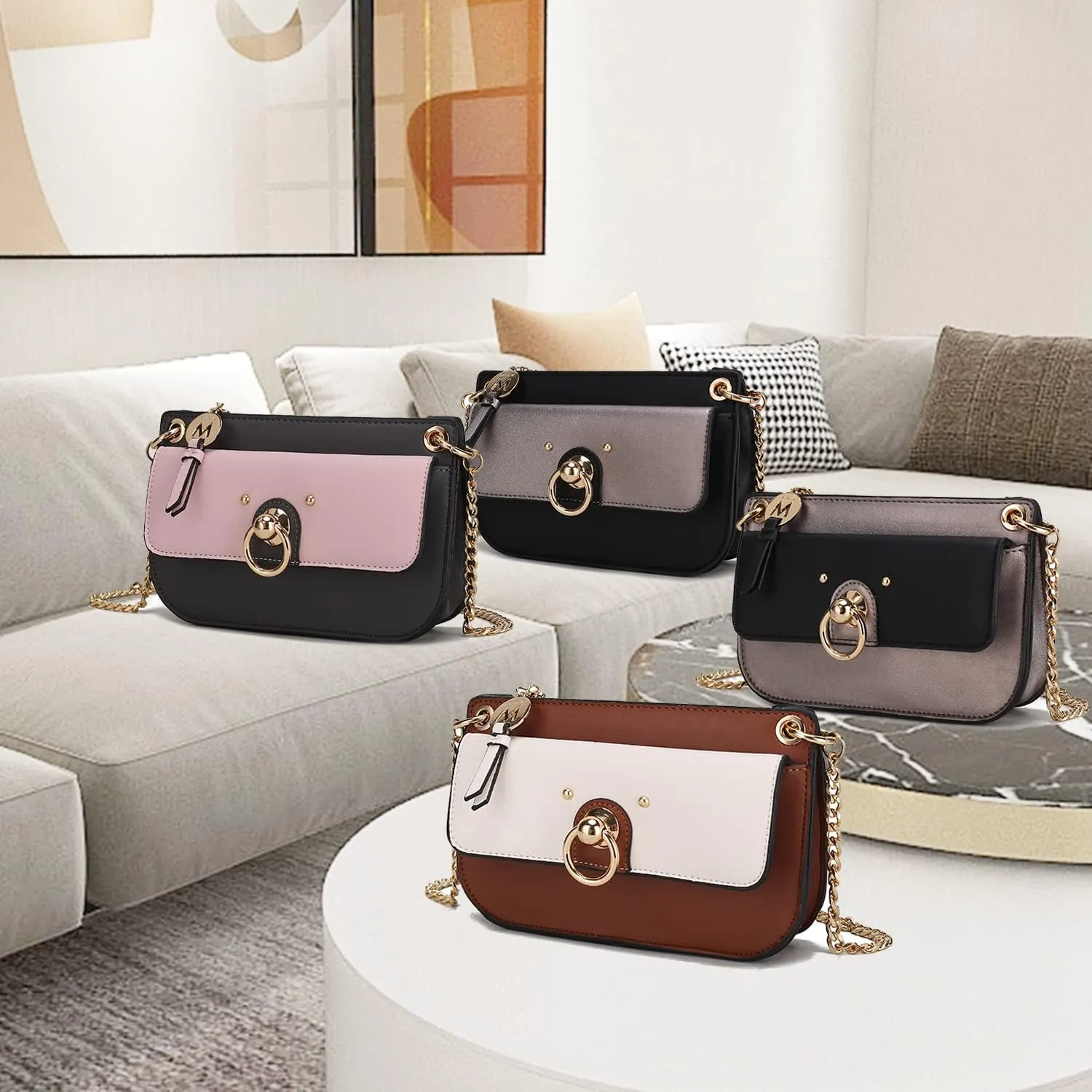 MKF Collection Crossbody Bag for Women, Vegan Leather Shoulder Bag Chain Strap Handbag Purse By Mia K
