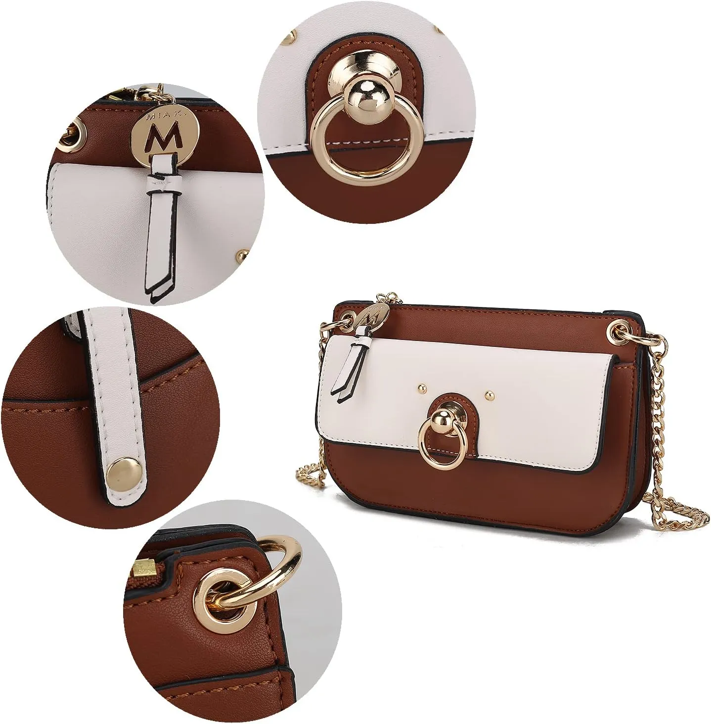 MKF Collection Crossbody Bag for Women, Vegan Leather Shoulder Bag Chain Strap Handbag Purse By Mia K
