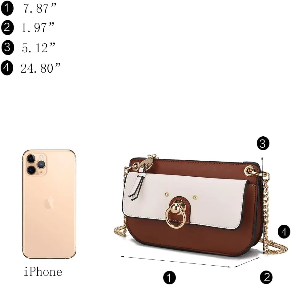 MKF Collection Crossbody Bag for Women, Vegan Leather Shoulder Bag Chain Strap Handbag Purse By Mia K