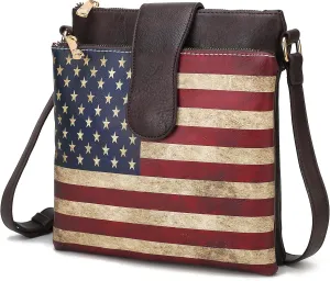 MKF Collection Patriotic Crossbody Bag for Women, American Flag Vegan Leather Usa Shoulder Bag Purse By Mia K