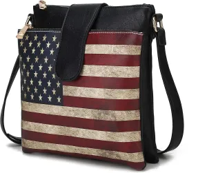 MKF Collection Patriotic Crossbody Bag for Women, American Flag Vegan Leather Usa Shoulder Bag Purse By Mia K