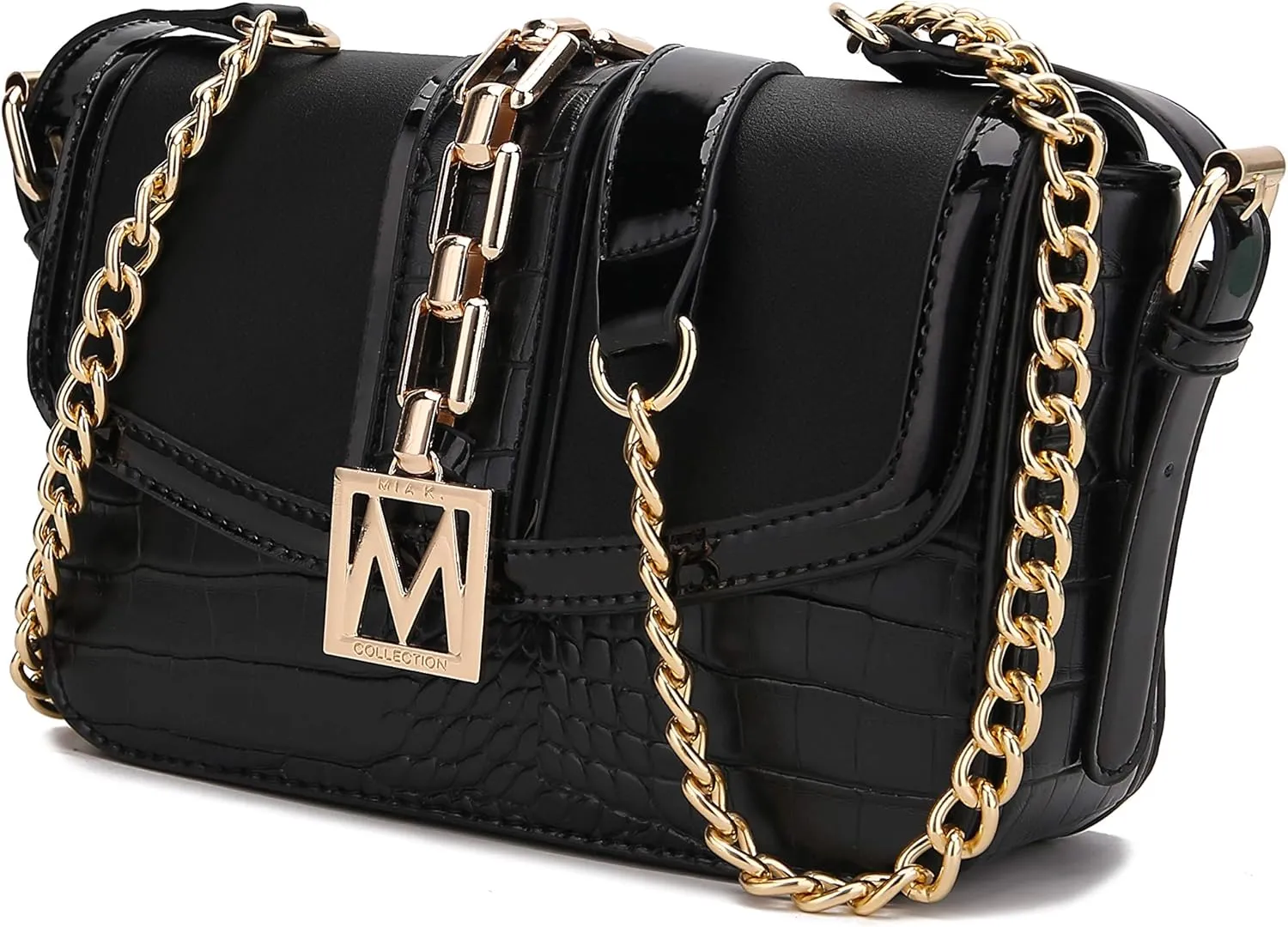 MKF Crossbody Bag for Women – PU Leather Lady Pocketbook Handbag – Side Messenger Purse, Shoulder Chain Strap