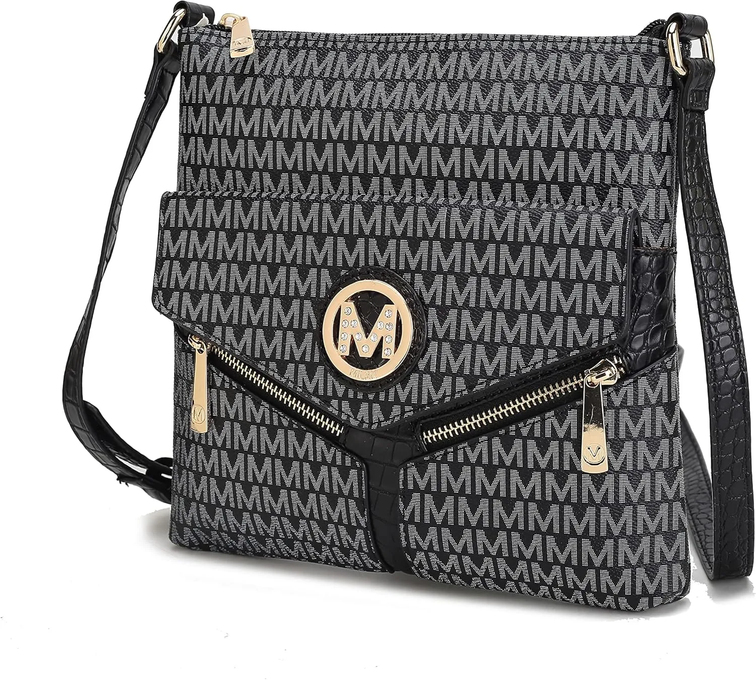 MKF Crossbody Bag for Women – PU Leather Pocketbook Handbag Triple Compartment Messenger Purse – Shoulder Strap